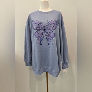 Rebellious One Size:3X Women  Long Sleeve Graphic Butterfly Sweatshirt